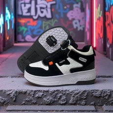 JINPEI 바퀴달린신발 운동화 더블 휠 운동화 변형 휠 남녀공용 운동화 탈착식 휠슈 인라인 스케이트 바퀴달린 신발 간편한 롤러슈즈 운동화 더블휠, 블랙, 1개