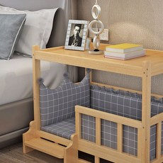 강아지 고양이 선반 집 해먹 하우스 원목침대 공주풍, 1개, 천장 추가 호화 그레이 스펀지 침대