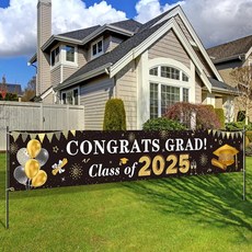 Racenaf Maroon and Gold Congrats 2025년 졸업생 클래스 배너 - 299.7cm x 60cm(118인치 x 23.5인치) 졸업 파티 용품, 블랙 앤 골드