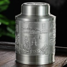 熱銷下殺廠家直銷錫制茶葉罐密封錫罐家用大號一斤紅綠茶便攜包裝盒儲茶罐joe182450, 1個, 大號小口西湖風光, 大號小口西湖風光