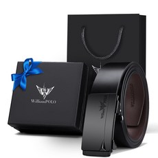 WilliamPOLO 男士自動扣皮帶 商務真皮腰帶