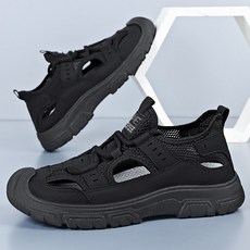 XVWO 남성 여름 통기성 펀칭 샌들 가벼운 슬립온 캐주얼 아웃도어 비치 슈즈 편안한 데일리 남자 샌들