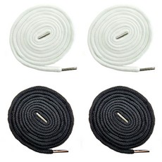 (4개세트) 140cm 원형 후드끈 바지끈 후드티 끈 츄리닝 허리끈 철팁 스트링 35색상, 2색혼합(블랙/블랙/화이트/화이트)