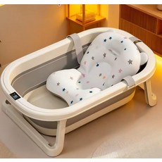 접이식 강아지 고양이 목욕통 소형 반려견 전용 피치핑크 욕조 온도감지+욕조망+욕조매트, 피치핑크 욕조 온도감지+욕조망 포함