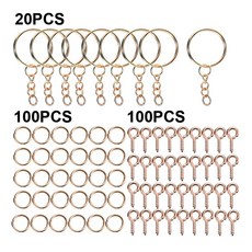 220개 세트 열쇠고리 제작 용품 클립 점프 아이핀 액세서리 재료 키트 공예 수제 DIY 보석, KC Gold