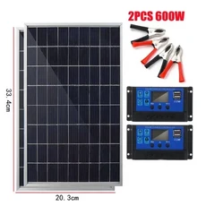 휴대용 야외 충전식 태양 전지 태양 전지 발전기 태양열 패널 키트 완전한 12V 다결정질 전원 가정용 2, 02 2PC with 2controller