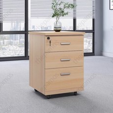책상밑서랍장 사무실 락커 이동형파일서랍 데스크 이동식 바퀴달린 서랍 서랍장 책상, B_3단 캐비닛 메이린 호두나무