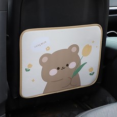 킥방지 매트 뒷좌석 카시트 마모방지 매트 큐티 범용 뒷좌석 더러움 방지 의자 등받이 보호 매트, 소형 킥 방지 패드 곰 1개, 1