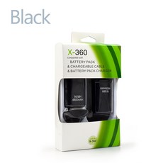 Xbox 360 무선 게임패드 컨트롤러 배터리용 충전 케이블 도크 1개 포함 2Pcs 4800mAh 충전식 배터리, [02] Black