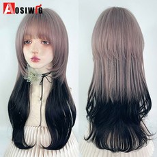 AOSI 금발 트윈 공주 자연 짧은 머리 합성 가발 여성용 앞머리 내열성 프레 헤어, 29, 1개