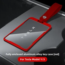 (호환)Tesla Model 3 모델 Y에 적용 가능한 YZ 알루미늄 합금 키 카드 자동차 보호기 케이스 커버 전체 액, 02 red