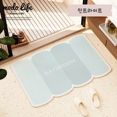모도라이프 모던심플 빨아쓰는 미끄럼방지 빠른건조 위생적인 규조토 파스텔 매트, 민트라이트, 1개