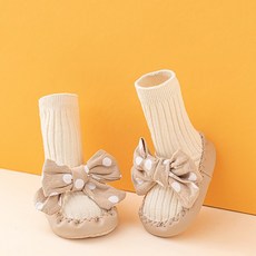 STARDOOR 嬰幼兒圓點大蝴蝶結羅紋及膝襪鞋