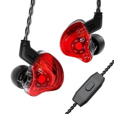 Easy KZ Yinyoo ZST 하이브리드 밴란스 아마추어 다이나믹 인이어 이어폰 1BA+1DD HiFi 헤드셋 (ZST 마이크 없음), 마이크 포함, 마이크 포함, 레드