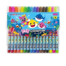 종이나라 핑크퐁 상어가족 나라싸인펜 16색, 혼합 색상, 4세트