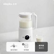 olayks 立時豆漿機 第四代升級版 3層12葉鋼刀 電子食譜, 0.6L 陶白色, OLK-D01