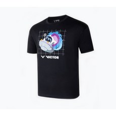 VICTOR 勝利 飛碟精靈 T-Shirt 中性款 羽球上衣 運動服, 1個, T-2603 C 黑,3XL