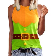 Generic 여성 크루넥 민소매 프린트 탱크탑 캐주얼 루즈핏 베이직 비치 블라우스 T셔츠 베스트, Large, Coffee - 2024 Camisole, 1개