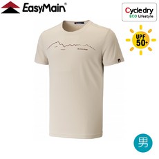 【EasyMain 衣力美 台灣 男 細橫紋排汗短袖T恤《米卡其》】24021/吸濕/透氣快乾/超輕/抗UV防曬/戶外登山