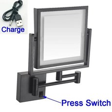 접이식 욕실 거울 홈 개선 메이크업 듀얼 팔 확장, 3. black-Charge-3X, 1개