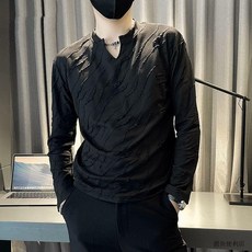 男士V領長袖T恤 潮流修身打底衫