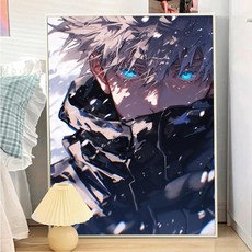 주술회전 보석십자수 선물 캐릭터 큐빅 어린이 수공예 캔버스 DIY 보석 고죠 사토루, 1개, 십자수 브라이트실크 60x80cm 추가 30