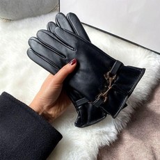 無品牌 皮手套女士觸屏秋冬新款時裝冬季保暖防風騎車開車防寒手套加絨潮