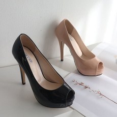 여성 토오픈 가보시 에나멜 얇은굽 킬힐 구두Y 하이힐