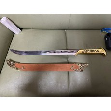 魔戒精靈彎刀95公分不銹鋼金屬款式，電影原色-含掛板以及皮鞘-精靈王彎刀, 1個, 71公分金色精靈彎刀硬鞘, 金色