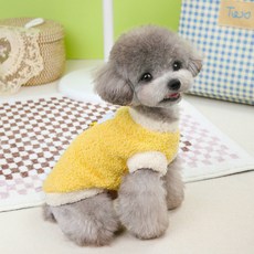 寵物加厚絨衣 小型犬秋冬保暖服裝, 黃色,XL, 1個