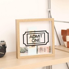 티켓 보관함 야구티켓 수집 홀더 투명 액자 티켓북 영화 15cm 하얀색, 15cmx15cm 10 선택했습니다, 1매, 나무색 텍스트