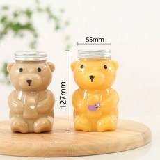 일회용 곰돌이 보틀 디저트 곰병 물병 공병 커피캔 카페, 400ml 특두꺼운 130개구멍있는 알루미늄, 1개
