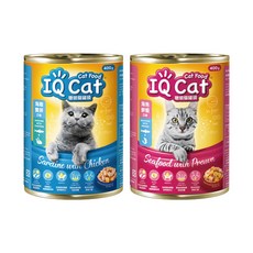 IQ Cat聰明貓罐頭 海魚鮮蝦/海陸雙拼口味 貓罐頭 大貓罐, 24個, 隨機混搭400gx24罐,宅配限2組(多組分開下單), 400g, 隨機混搭