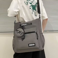 新款校園男生補課袋作業袋課本包手提單肩斜挎韓版超輕防水運動風, 灰色, 1個