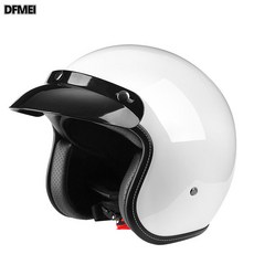 DFMEI 專供701復古頭盔摩托車頭盔時尚半盔哈雷電動頭盔騎行頭盔, 1個, 亮白:L