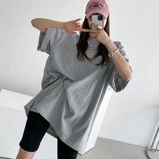 마이쏭 빅사이즈 남여공용 롱티 여름티 무지 뉴데일리워싱레이어드박스반팔티