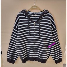 유솔 부평점 '26NEW 간절기에 아우터로 편안하게 입기 좋은 부드럽고 스타일리시한 아동공용 후드 스트라이프 니트 집업