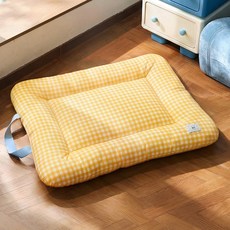 狗窩寵物墊子沙發小型犬比熊睡覺牀貓窩毛毯四季通用寵物一件代發, 1個, 奶黃格紋【加大加厚 保暖舒適】