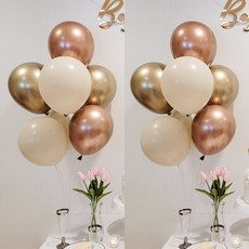 올리브파티 펄풍선 하트 풍선 풍선꽂이 풍선스탠드 2개 생일파티용품 세트, 1세트, 크롬골드