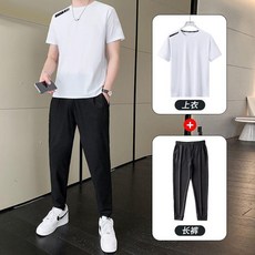 NEW速乾運動套裝男夏季薄款彈力跑步健身速乾衣男士冰絲網眼短袖長褲