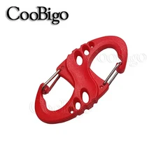 10pcs Carabiner S 모양 스냅 후크 버클 키 체인 링 야외 캠핑 배낭 등산 Paracord 매는 밧줄 DIY 액세서리, 07 Red