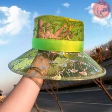 투명모자 PVC 여름 캐주얼 컬러 특이한 버킷햇 비닐 여성용 벙거지 촬영용, H. 홍학 형광 노랑