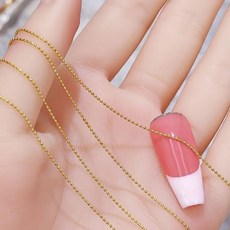 1 메터/갑 0.8mm 골드 실버 네일 비드 체인 매력 타원형 스톤 아트 장식 Giltter 금속 강철 공 쥬얼리 액세서리, 1M-0.8mm-gold