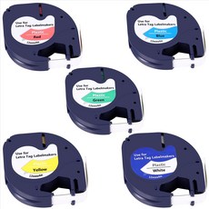 5pcs 91201 12mm dymo letratag 테이프 플라스틱 라벨 테이프 자체 접착 테이프 혼합 컬러 테이프 dymo letratag 레이블 메이커, 파란색