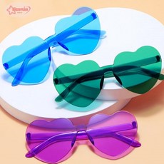 서락 무테 하트 칼라 선글라스 안경 파티소품, 화이트