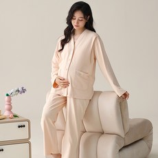 孕婦睡衣 純棉長袖開衫家居服