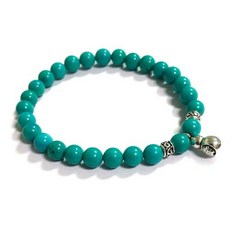 純銀小葫蘆松石圓珠彈性手環，簡約時尚設計，帶來好運與平安