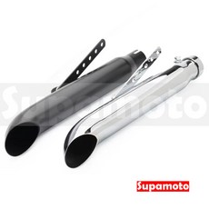 Supamoto 復古排氣管 側排EX64 (檔車/通用/改裝/復古/尾段/尾管/底排/消光黑/電鍍), 黑(1支)