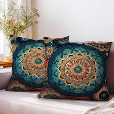 YucZiken 레트로 보헤미안 밴 장식용 쿠션 커버 45.7 x 45.7cm(18 18인치) 2개 세트 | 소파 침실 및 거실용 다채로운 장식 케이스 축제 여름 분위기를 위, 보헤미안 만다라 YucZiken 129748 9004
