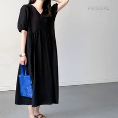 FIRSGIRL 여성 루즈핏 롱원피스 시원한 데일리 원피스